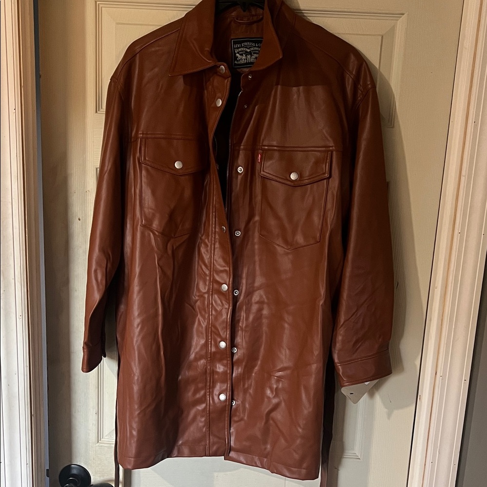Levi's Woman Rich Brown Faux Leather Belted Jacket